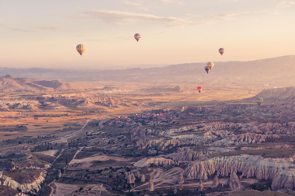 balloons over the forest