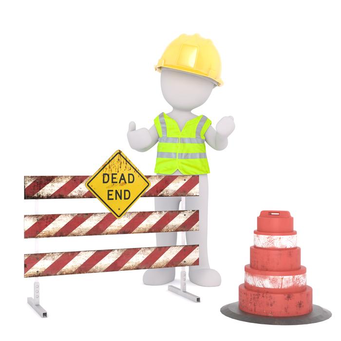 dead end sign and stick man