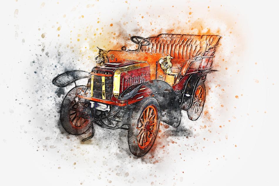 digital image of a vintage car