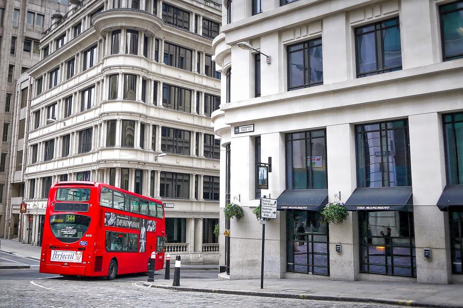 London Red Bus on street