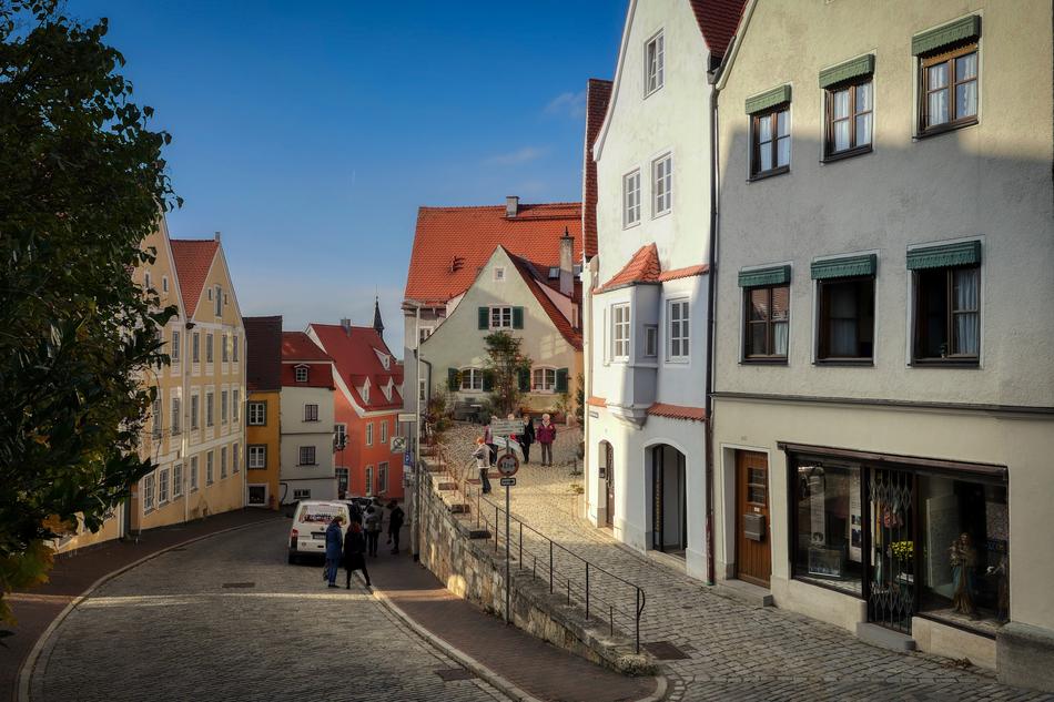 paving stones in the historic center in Landsberg, Germany