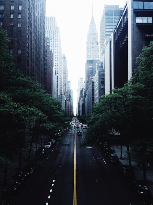 road in downtown early at morning