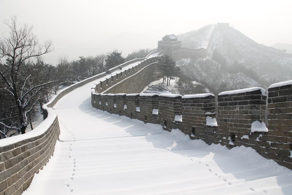 the great wall at Snowy Winter, china, badaling