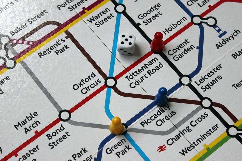 Underground Tube Map Stations on a colorful map