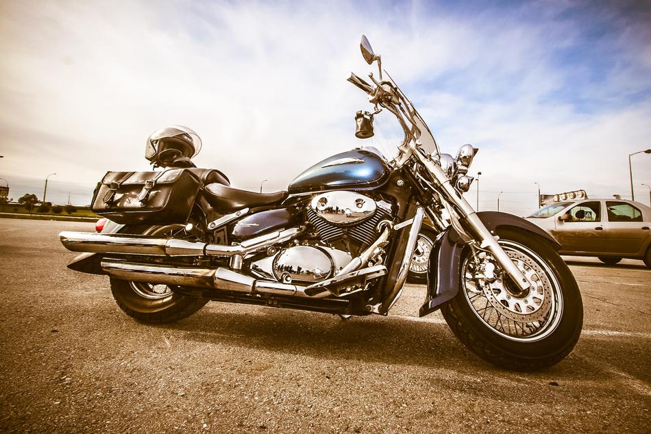 heavy motorcycle in monochrome