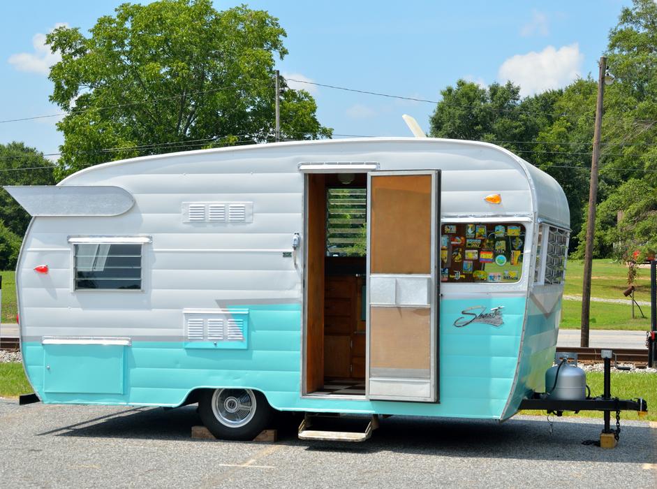 Old Restored Camper in park