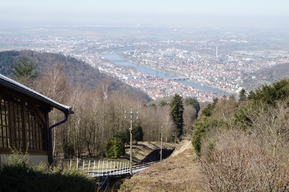 mountain railway over the city