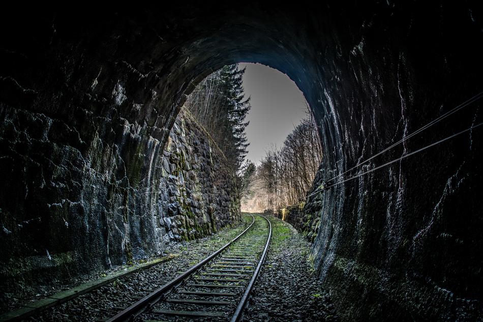 railway through Tunnel and forest