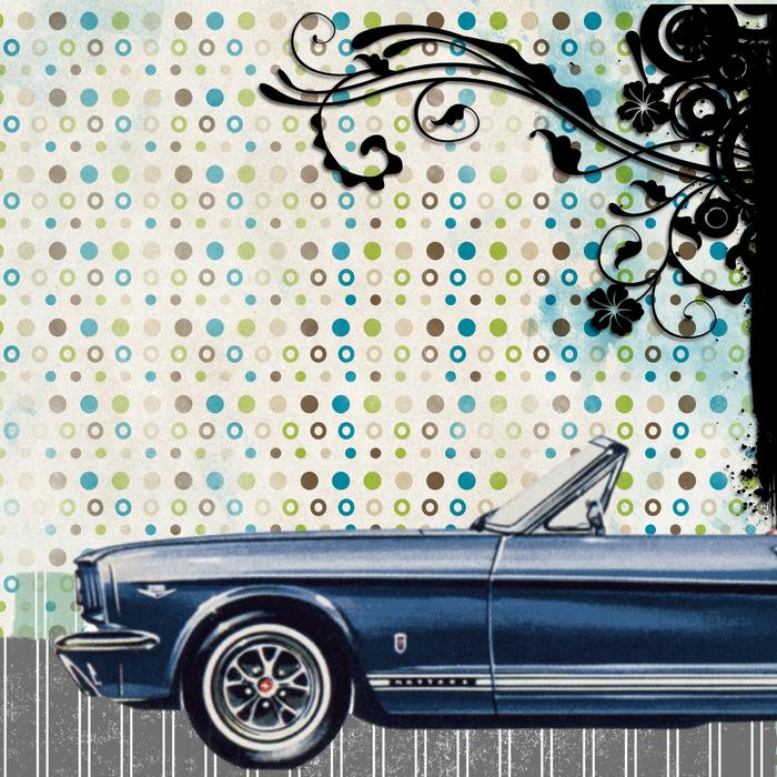retro car background drawing