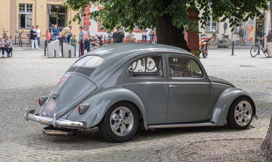 small Auto Vw Beetle parked in the town square