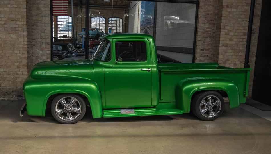 Green retro shiny Ford truck