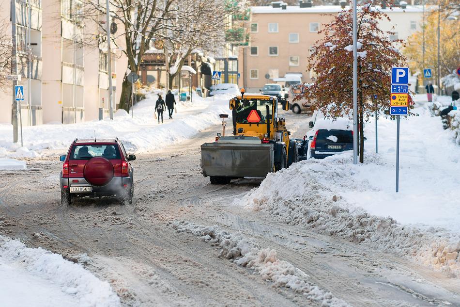 snow removal from roads in Stockholm, Sweden