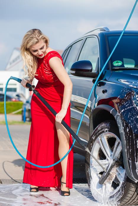 Auto Wash Clean girl red dress