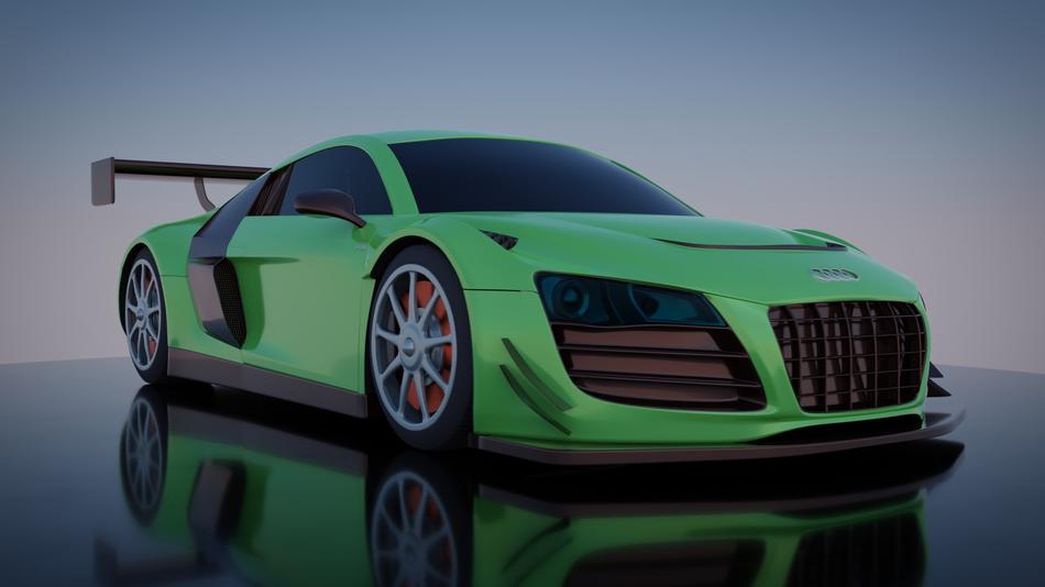 green luxury car on shiny surface