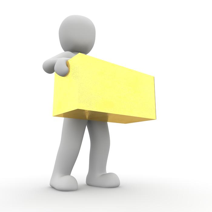 white man with yellow box as 3d illustration
