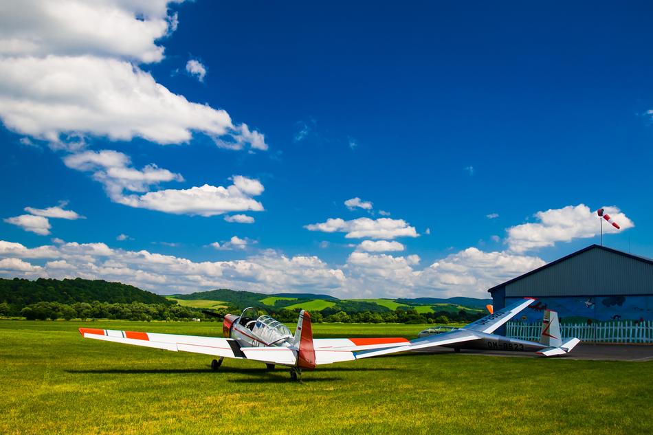 airplane on the grass outdoors