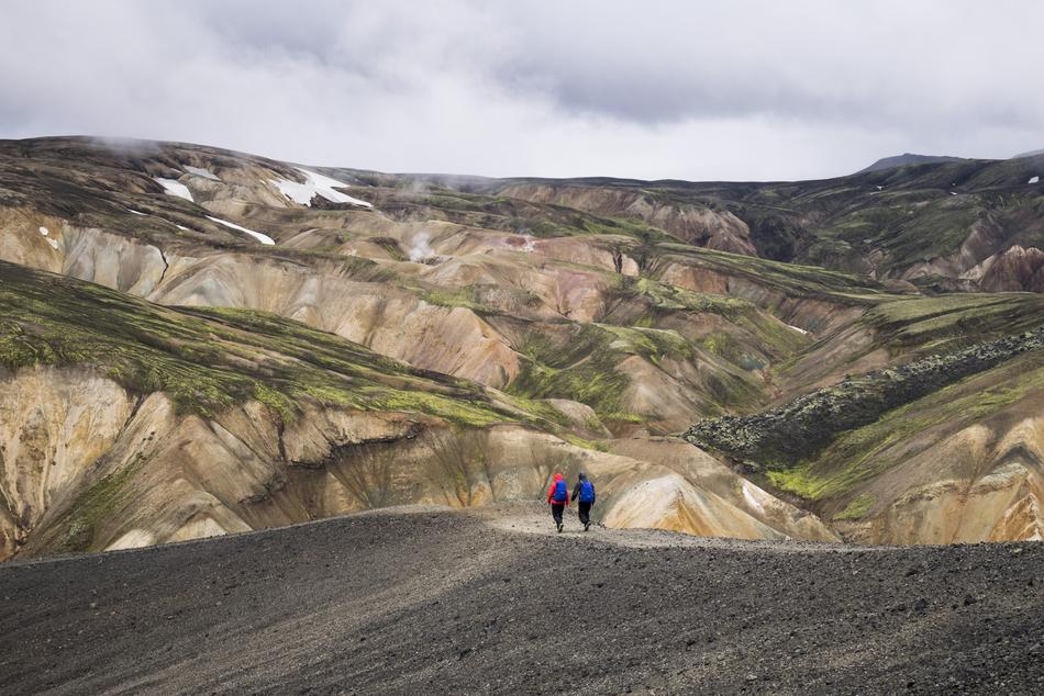 tourists in the mountains of Iceland