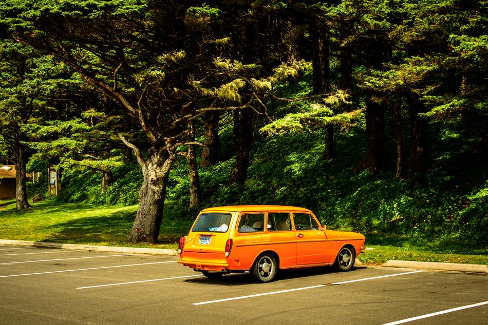 Action orange car
