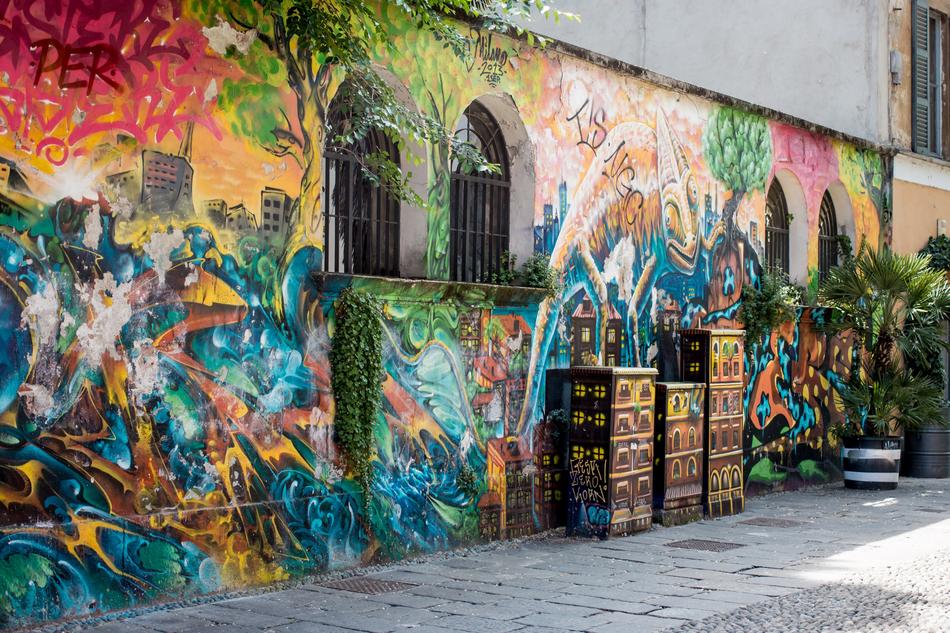 colorful graffiti on the streets of milan