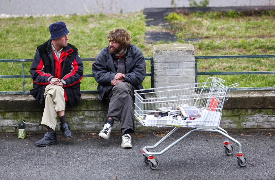 Homeless and shopping cart