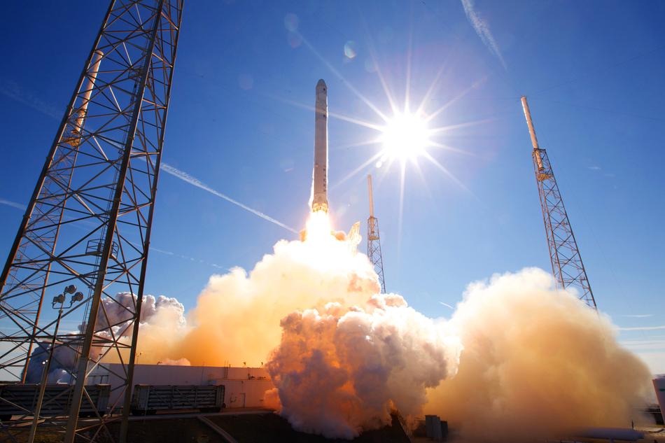 Rocket Launch Spacex under the bright sun