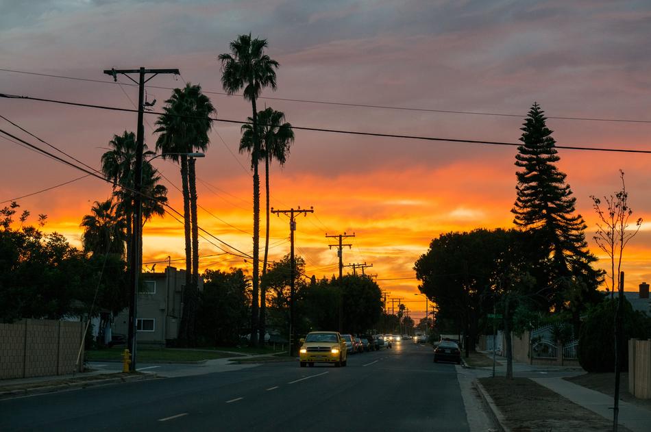 Street in Los Angeles at Sunset
