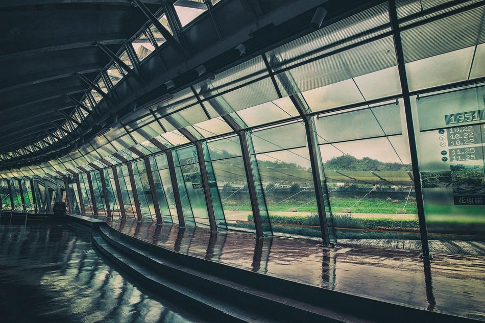 Beautiful view of the green mountains, through the windows