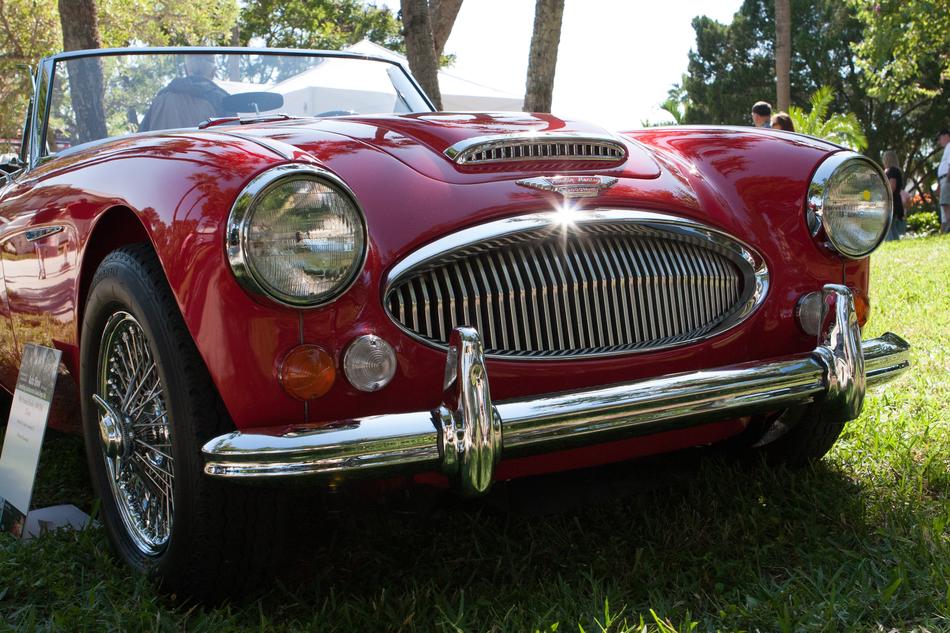 closeup view of Vintage red Car