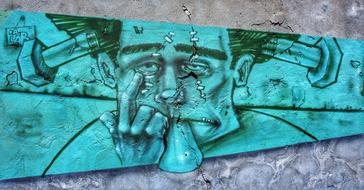 Street Art Graffiti face man drawing