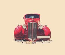 Vintage Car red drawing