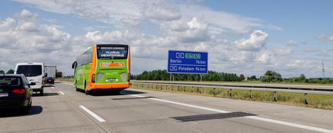 Flixbus Bus on rural road, germany