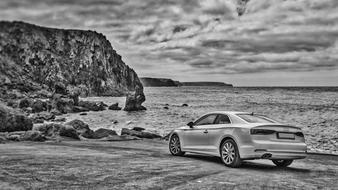 Car Water Travel black and white