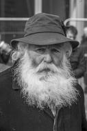 black and white portrait of a bearded man