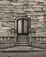 entrance door, black and white