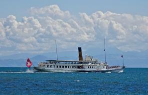 simplon Paddle wheel boat on Sea
