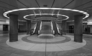 Stuttgart Railway Station in black and white background