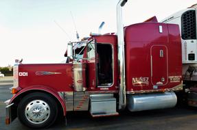 red big truck on the roads of america