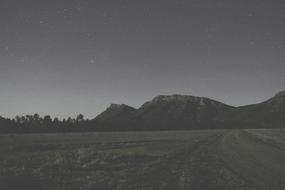 Hill Mountain Night black and white