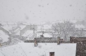 Winter City Snowy roofs