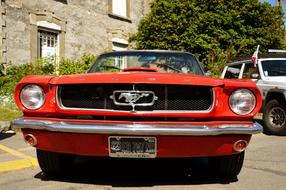 Beautiful, vintage, retro car with the porch