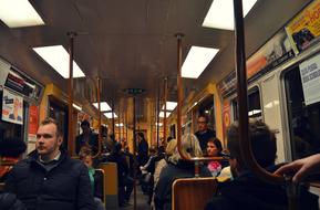 Passengers in subway train, sweden, Stockholm