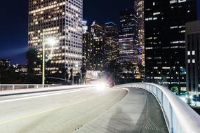 Beautiful cityscape with the building and colorful lights, in the evening