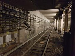 Retro photo of the Ubahn railroad, with the columns, in Berlin, Germany