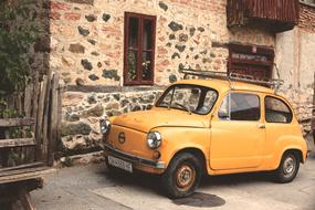 Yellow Car Vintage village house