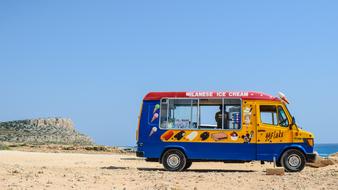 photo of ice cream van on the beach in Cyprus