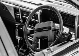 Steering Wheel Car black and white