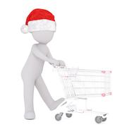 christmas white man 3d shopping cart drawing