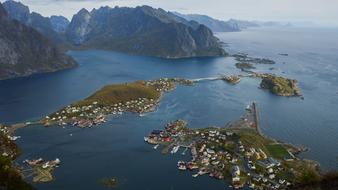 Aerial View of Houses on island