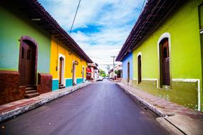 colorful buildings on the street in the village