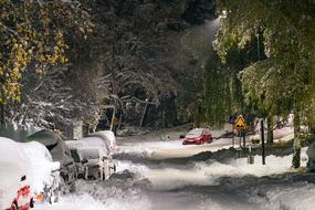 Cars on Snowy Street